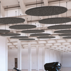 Ilots acoustiques suspendus ronds dans un open space